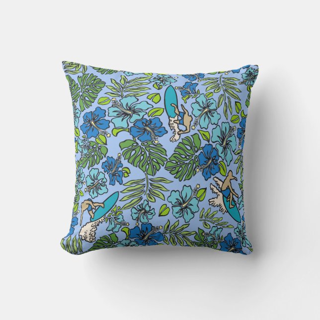 Surf Pareau Hawaiianischer Hibiskus Surfen - Türki Kissen (Vorderseite)