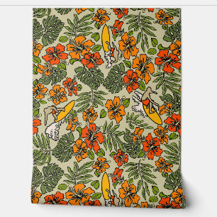 Surf Pareau Hawaiianischer Hibiskus Surfen Warmes Tapete