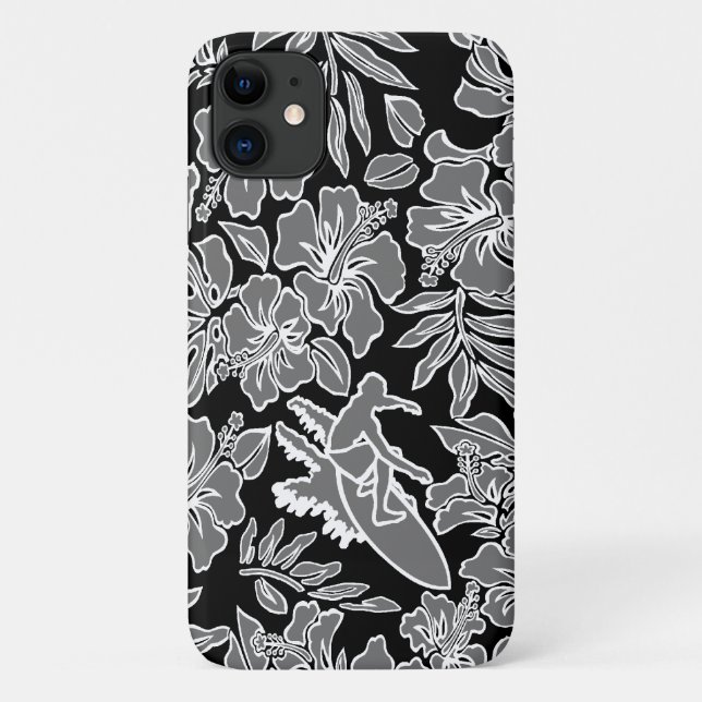 Surf Pareau Hawaiianischer Hibiskus Surfgrau Case-Mate iPhone Hülle (Rückseite)
