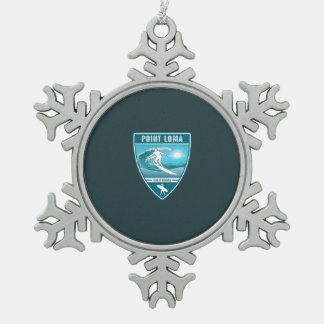 Surf Point Loma California Schneeflocken Zinn-Ornament