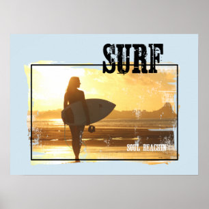 Surf Poster Surfer Girl