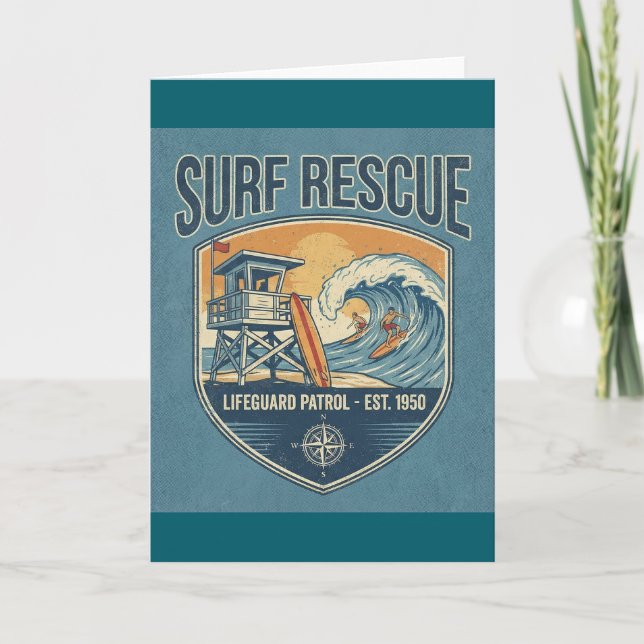 Surf Rescue Lifeguard Patrol Est 1950 Karte (Vorderseite)