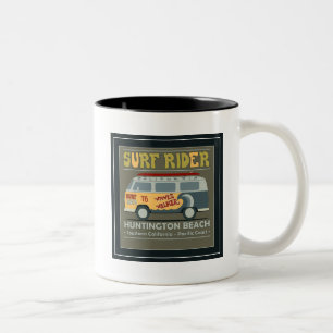 Surf Rider Huntington Beach Poster Zweifarbige Tasse