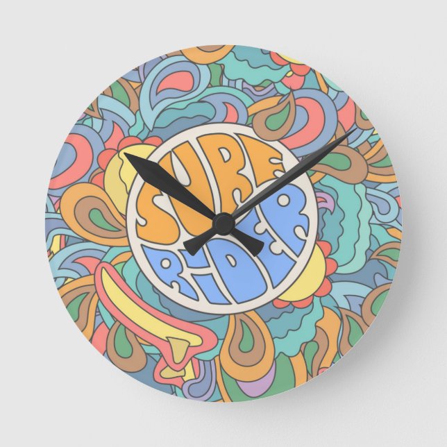 Surf Rider Pattern Runde Wanduhr (Vorderseite)