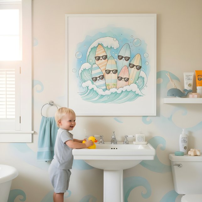 Surf’s Up Bath Crew Kids Bathroom Wall Art Poster (Von Creator hochgeladen)