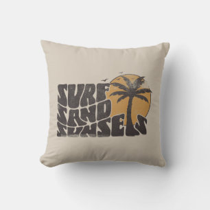 Surf Sand Sunsets Beach Life Palm Tree Kissen
