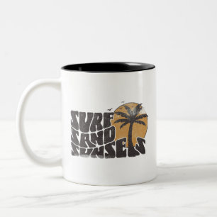 Surf Sand Sunsets Beach Life Palm Tree Zweifarbige Tasse