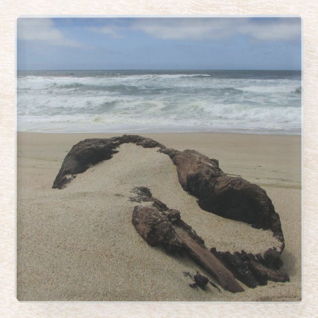 Surf Sand und Driftwood West Coast Landschaftsstra Glasuntersetzer (Vorderseite)