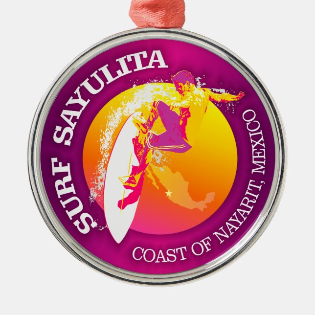 Surf Sayulita Ornament Aus Metall (Vorne)