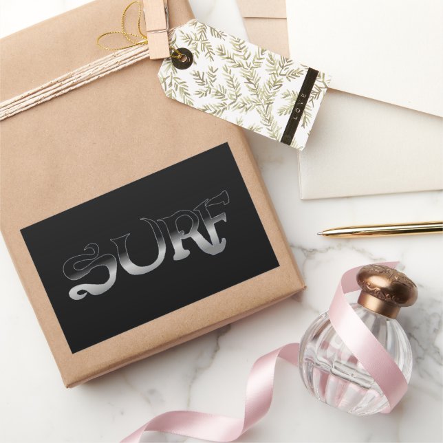 Surf schwarz großes Rechteck große Aufkleber (Schenken)