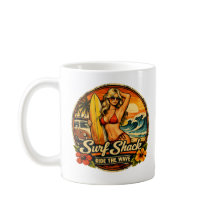 Surf Shack Surfer Pin-Up | Reite Die Welle Strand