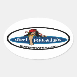 SURF SHOP-Aufkleber des Surfpirats (4) Ovaler Aufkleber