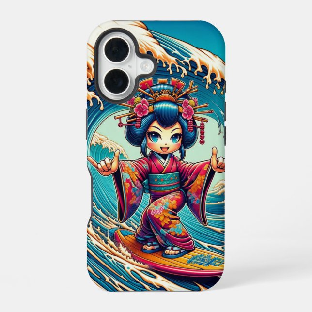 Surf Shop Geisha iPhone Case 16 Hülle (Rückseite)