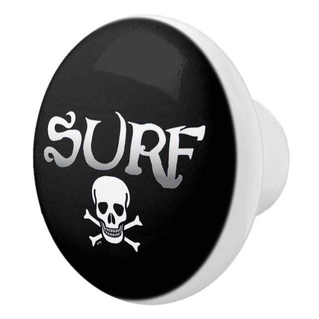 Surf Skull Schwarze Keramik Knopf Keramikknauf (Rechts)
