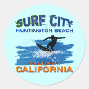 SURF STADT HUNTINGTON BEACH RUNDER AUFKLEBER