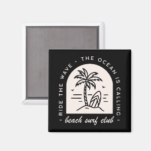 Surf-Strand-Club-Surfer-Crew-Vintage-Schwarz Magnet