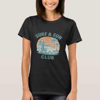 Surf & Sun Club Retro Woody Surfboard T - Shirt