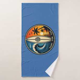 Surf Sun Sea Vintage Abzeichen – Surfboard Sonnenu Badehandtuch