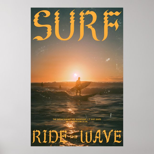 Surf Sunset Art Print Vintage Ocean Wave Poster (Vorne)