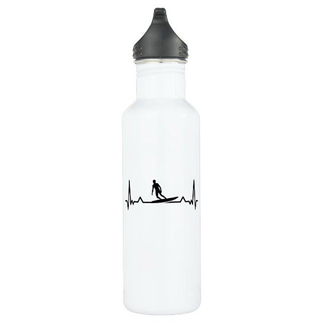 Surf Surf Heartbeat Line Funny Geschenke Edelstahlflasche (Rechts)