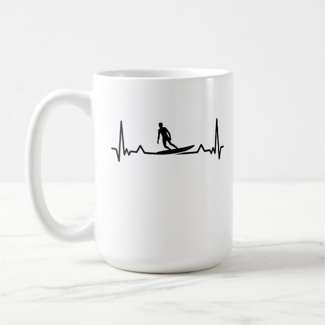 Surf Surf Heartbeat Line Funny Geschenke Kaffeetasse (Links)