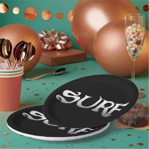 Surf-Teller mit schwarzem Großpapier Pappteller