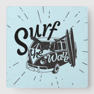 Surf The Wave Quadratische Wanduhr