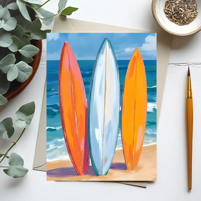 Surf the Waves | Watercolor Beach Ocean Postkarte (Von Creator hochgeladen)