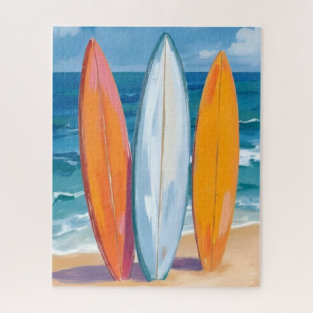 Surf the Waves | Watercolor Beach Ocean Puzzle (Vertikal)