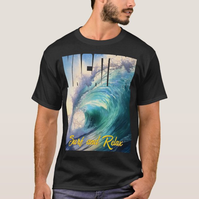 Surf und Relax Sonniges Blau Türkiswelle T-Shirt (Vorderseite)