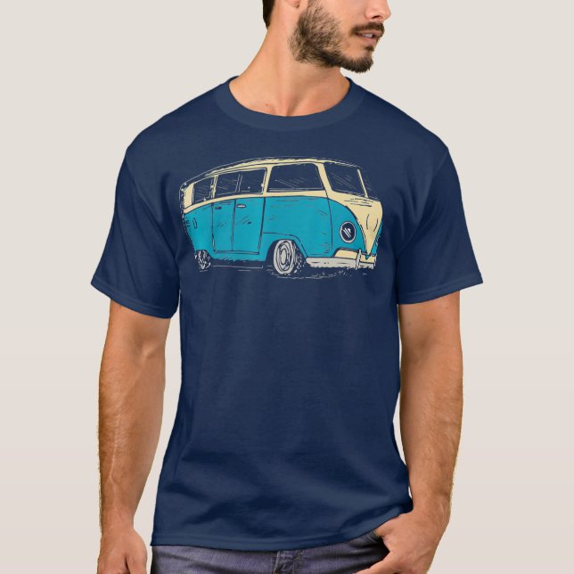 Surf Van Beach Hippie Style Touring Van T-Shirt (Vorderseite)