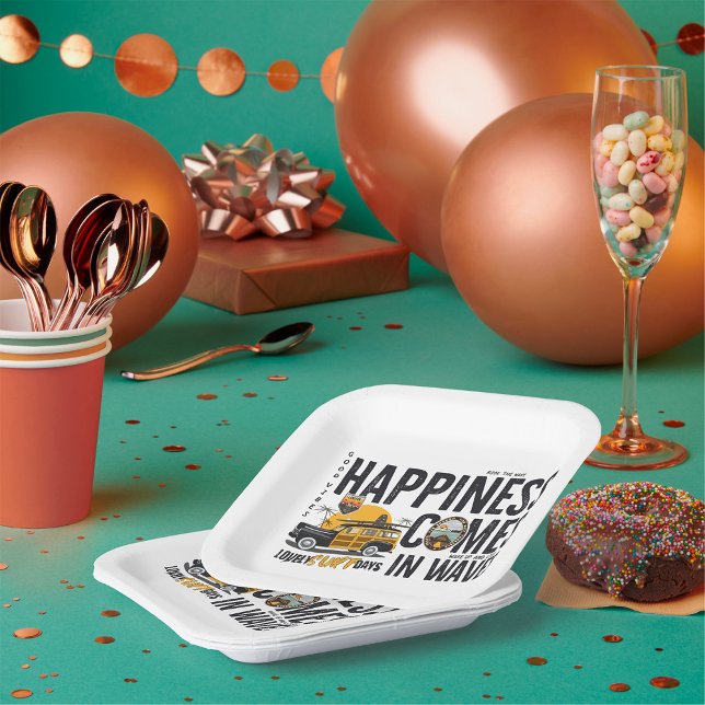 Surf Van Beach Quote Happiness Comes in Waves Pappteller (Von Creator hochgeladen)