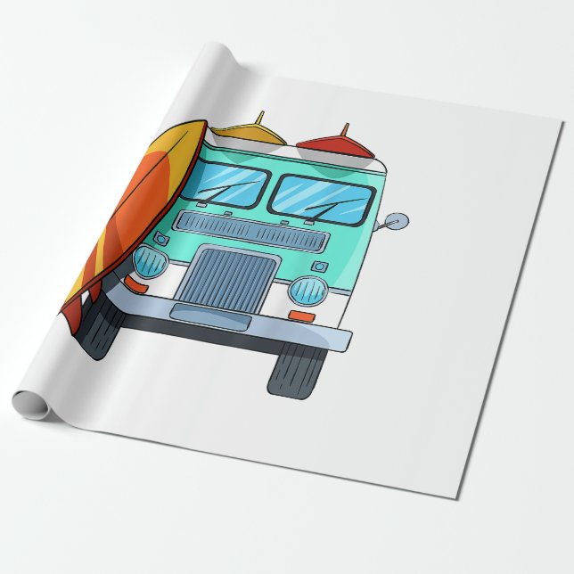 Surf Van Surfboard Palmen Tree Surfen Wellenreiten Geschenkpapier (Ungerollt)