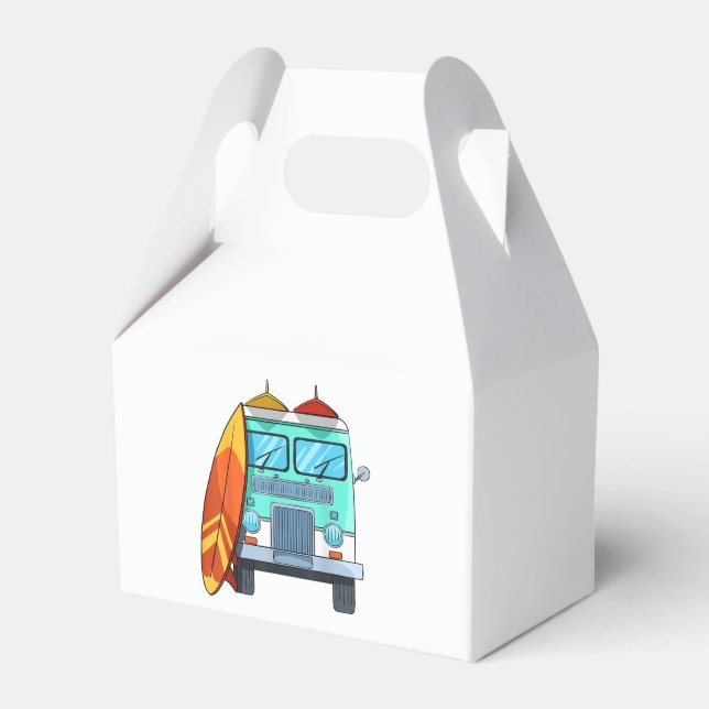 Surf Van Surfboard Palmen Tree Surfen Wellenreiten Geschenkschachtel (Vorderseite)