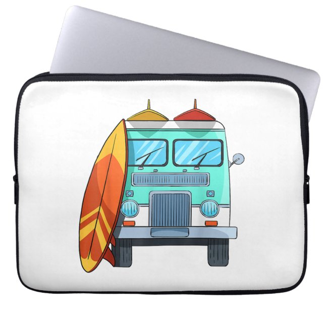 Surf Van Surfboard Palmen Tree Surfen Wellenreiten Laptopschutzhülle (Vorderseite)