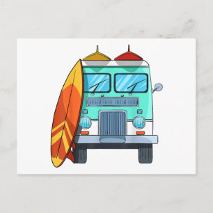 Surf Van Surfboard Palmen Tree Surfen Wellenreiten Postkarte