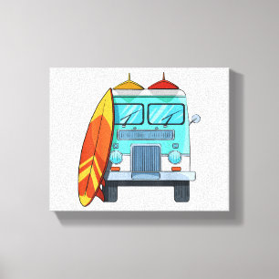 Surf Van Surfbrett Palmen Surfen Surfer Wellen Leinwanddruck