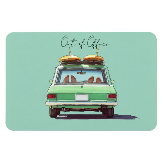 Surf Wagon Roadtrip – Retro-Strandauto Magnet (Horizontal)