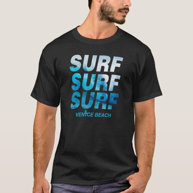 Surf Wave Venice Beach Surfen T-Shirt (Vorderseite)