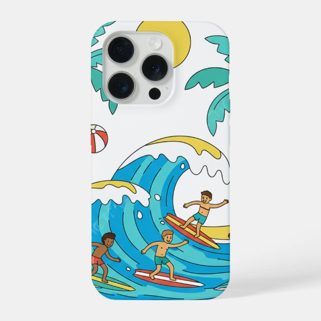 Surf & Waves – Cartoon Beach Gift Phone Case iPhone Hülle (Rückseite)