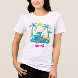 Surf & Waves – Cartoon Beach Women T-Shirt Tri-Blend Shirt