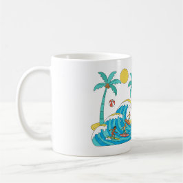 Surf & Waves – Cartoon-Strand-Geschenktasse Kaffeetasse
