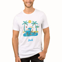 Surf & Waves – Cartoon-Strand-Männer-T-Shirt