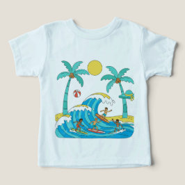 Surf & Waves – Cartoon-Strand-T-Shirt für Kleinkin