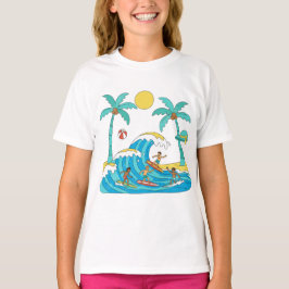 Surf & Waves – Cartoon-Strandgirl-T-Shirt T-Shirt