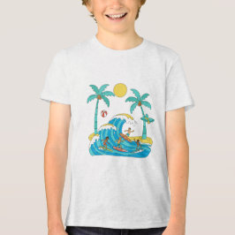 Surf & Waves – Cartoon-Strandjungen-T-Shirt Tri-Blend Shirt