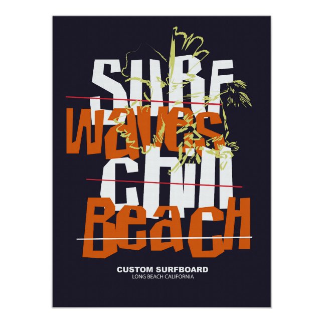 Surf Waves Custom Beach Poster (Vorderseite)