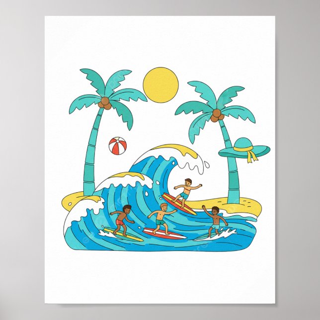 Surf & Waves Poster Papier (Halbglanz) (Vorne)