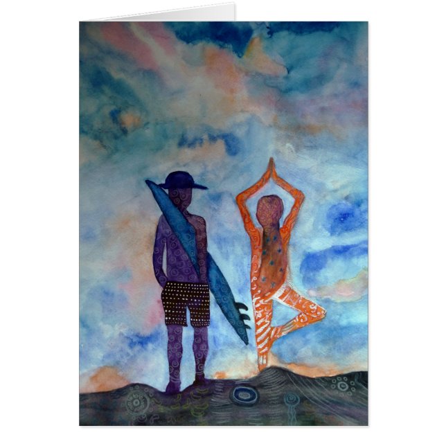 Surf Yoga Boho Beach Postkarte (Vorne)