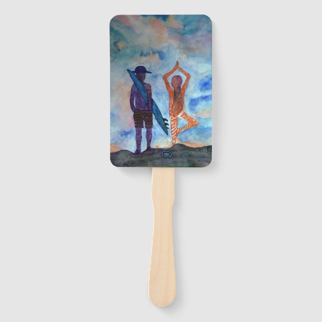 Surf Yoga Summer Hand Fans Fächer (Vorderseite)